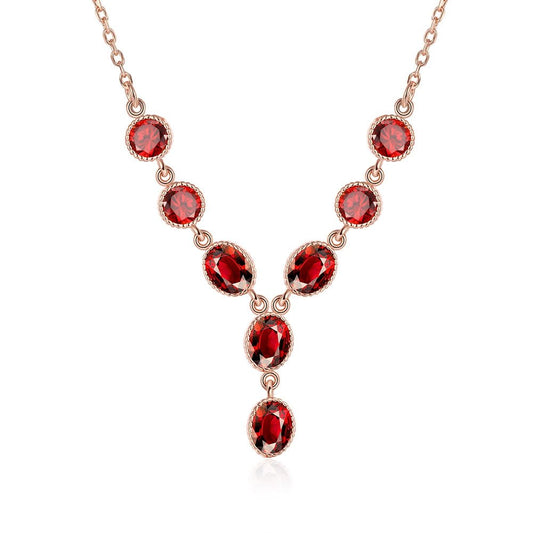 Yellow Chimes Red Royal Genre Austrian Crystal 18K Rose Gold Plated Necklace for Women and Girls