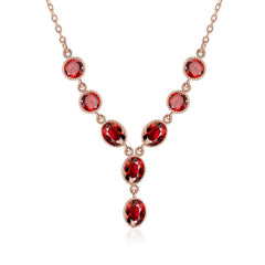 YELLOW CHIMES Red Royal Genre Austrian Crystal 18K Rose Gold Plated Necklace for Women and Girls