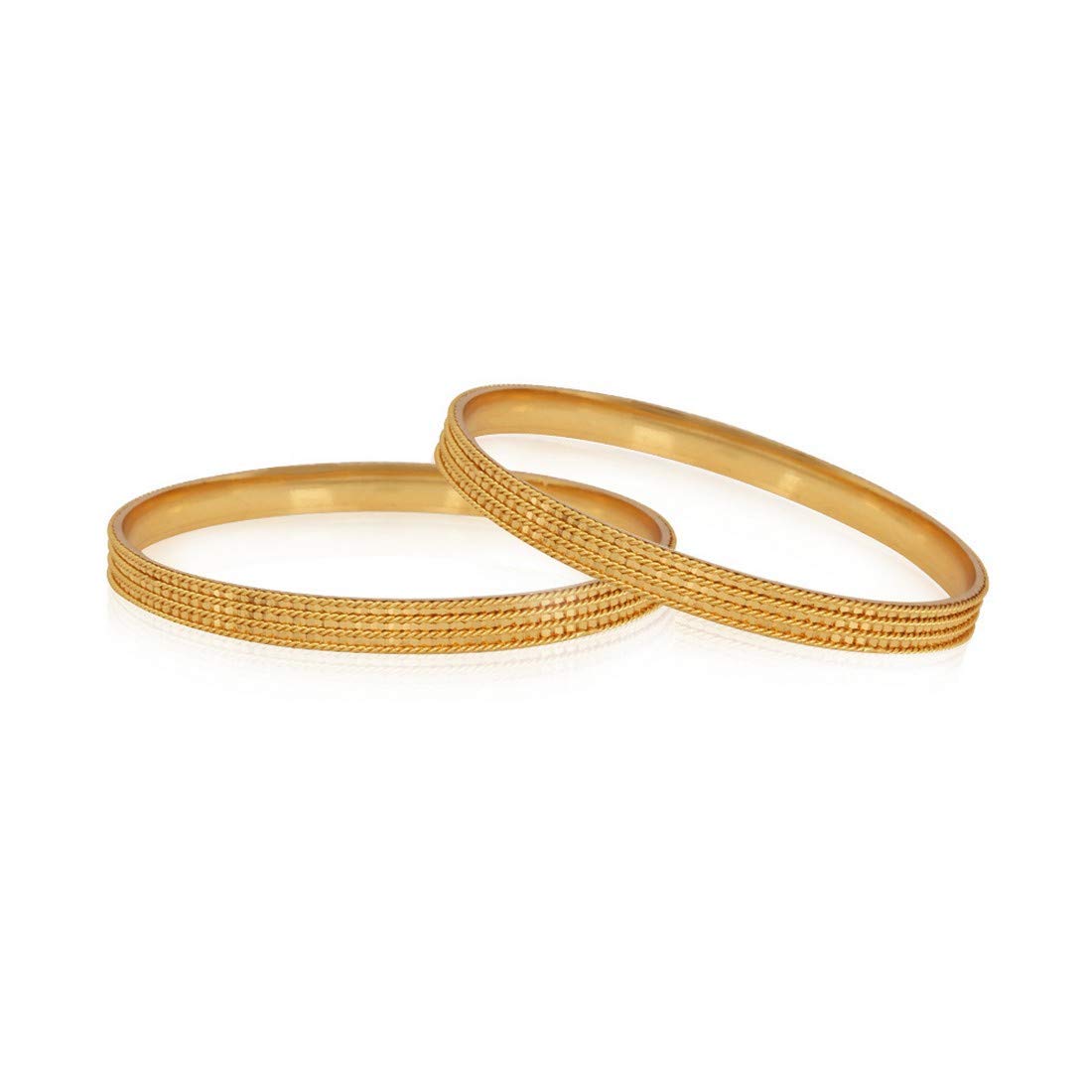Yellow Chimes 2 PCS Exclusive Delicate Plain Antique Gold Plated Traditional Bangles for Women and Girls (2.8)