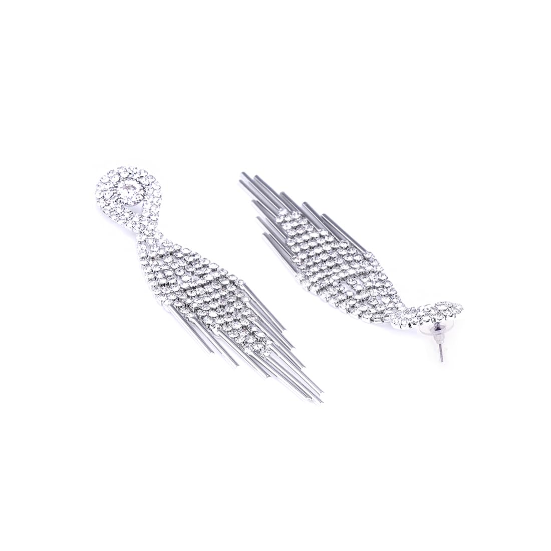 Kairangi Danglers Earrings for Women White Crystal Silver Plated Danglers Earrings for Women and Girls