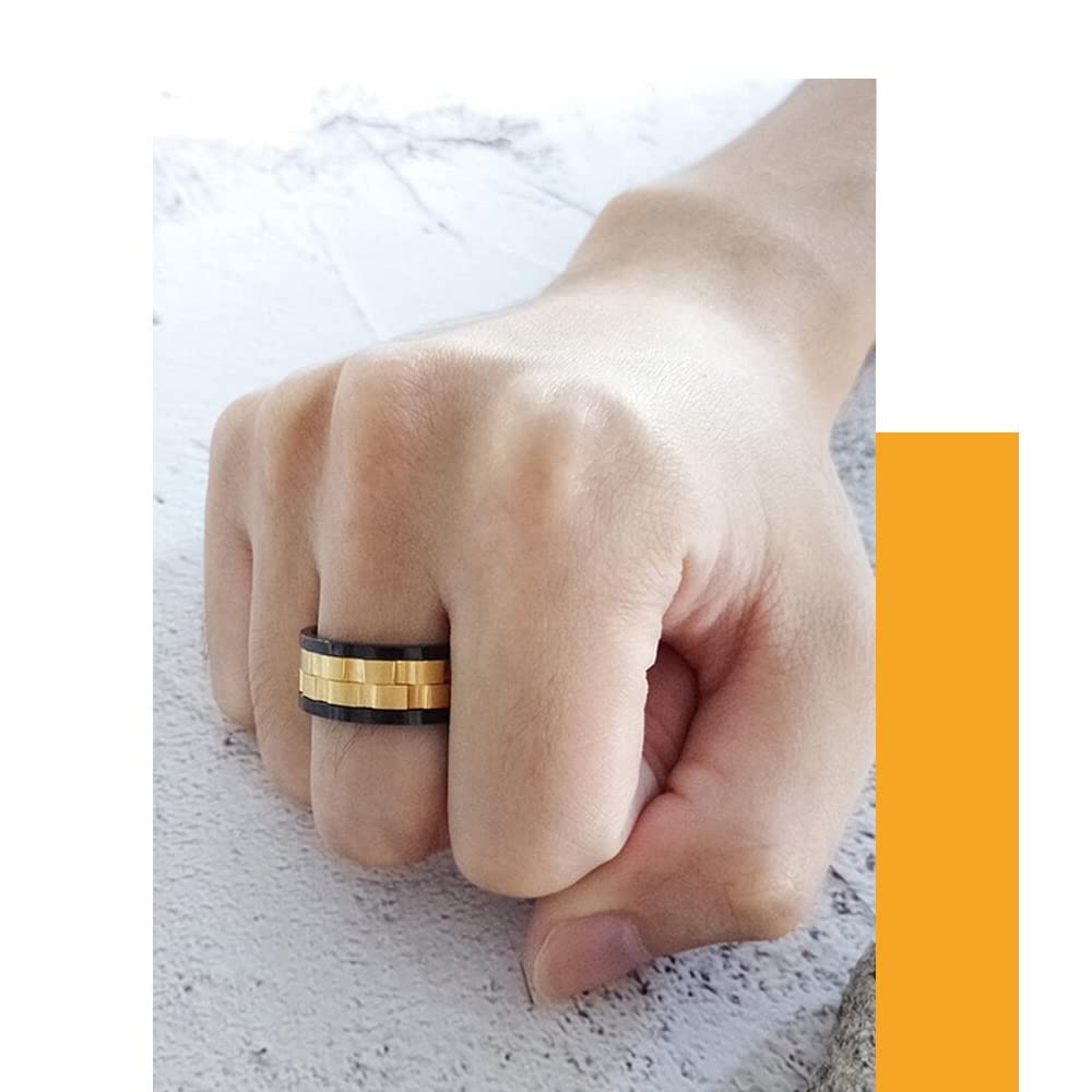 Yellow Chimes Ring for Men High Polished Stainless Steel Spinner Band Ring for Men and Boys (Style-1)