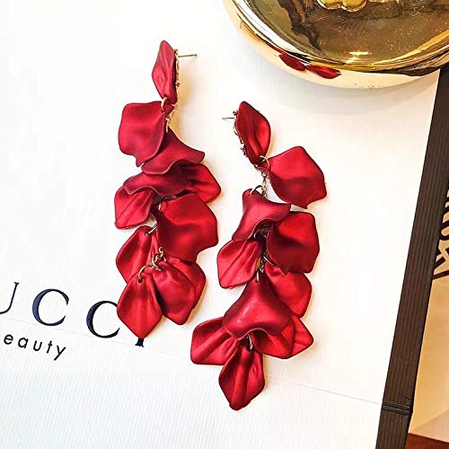 Yellow Chimes Earrings for Women and Girls | Fashion Red long Dangler Earring | Gold Plated | Floral Petal Shape Western Danglers Earrings Combo| Birthday Gift for girls and women Anniversary Gift for Wife