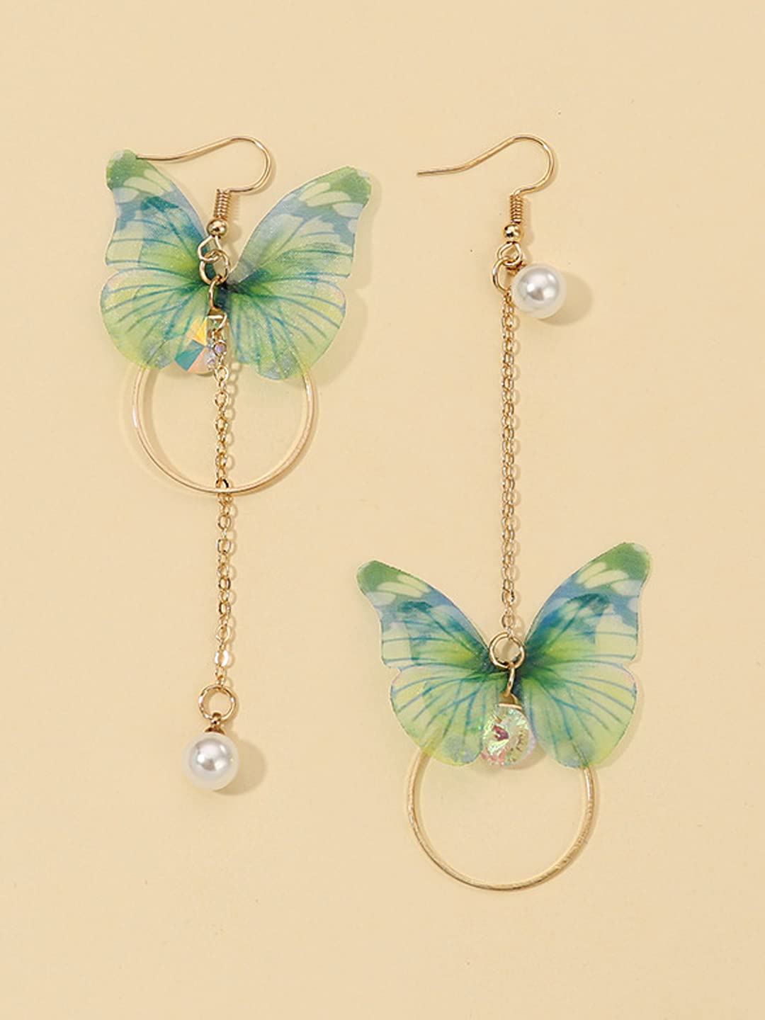 Yellow Chimes Earrings For Women Green Butterfly Attached Dangle Drop Earrings For Women and Girls