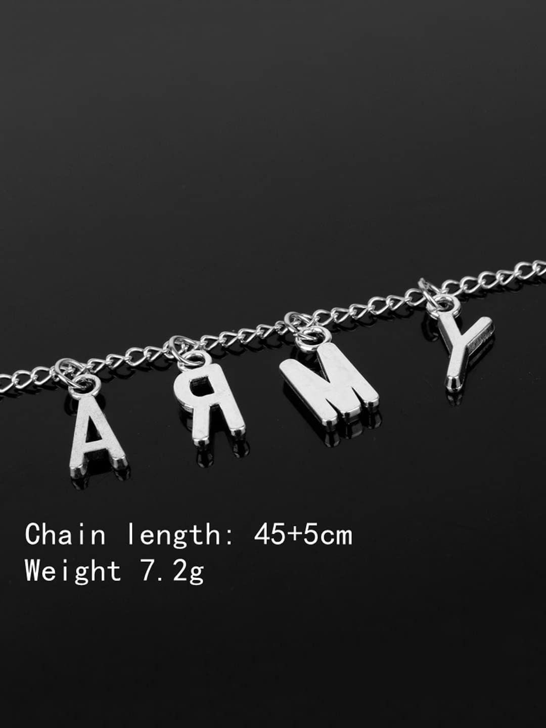 Yellow Chimes Chain Pendant Necklace for Unisex Silver Chain Necklace Stainless Steel ARMY Pendant Necklace for Girls and Boys.