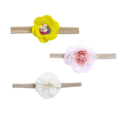 Melbees by Yellow Chimes Combo of 3 Stretcheable Hair Bands Floral Hair Accessories for Baby Infant (Pack of 3), Multi-Color, Medium