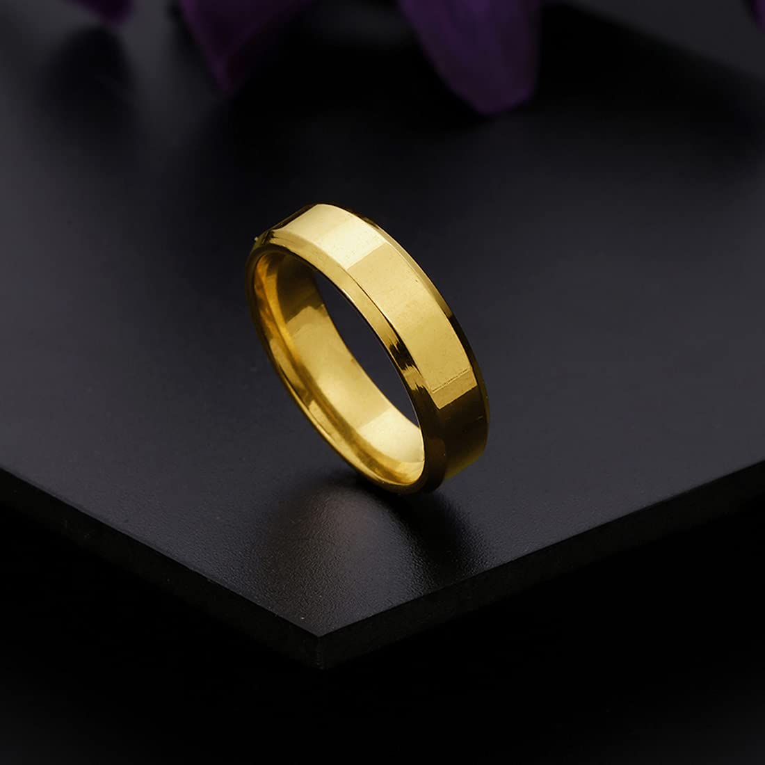 Yellow Chimes Rings for Women Stainless Steel Black Gold Silver 3 PCs Combo Band Ring Set for Women and Girls.