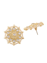 Yellow Chimes Earrings for Women Gold Toned Kundan Studded Set of 2 Pairs Stud Earrings for Women and Girls