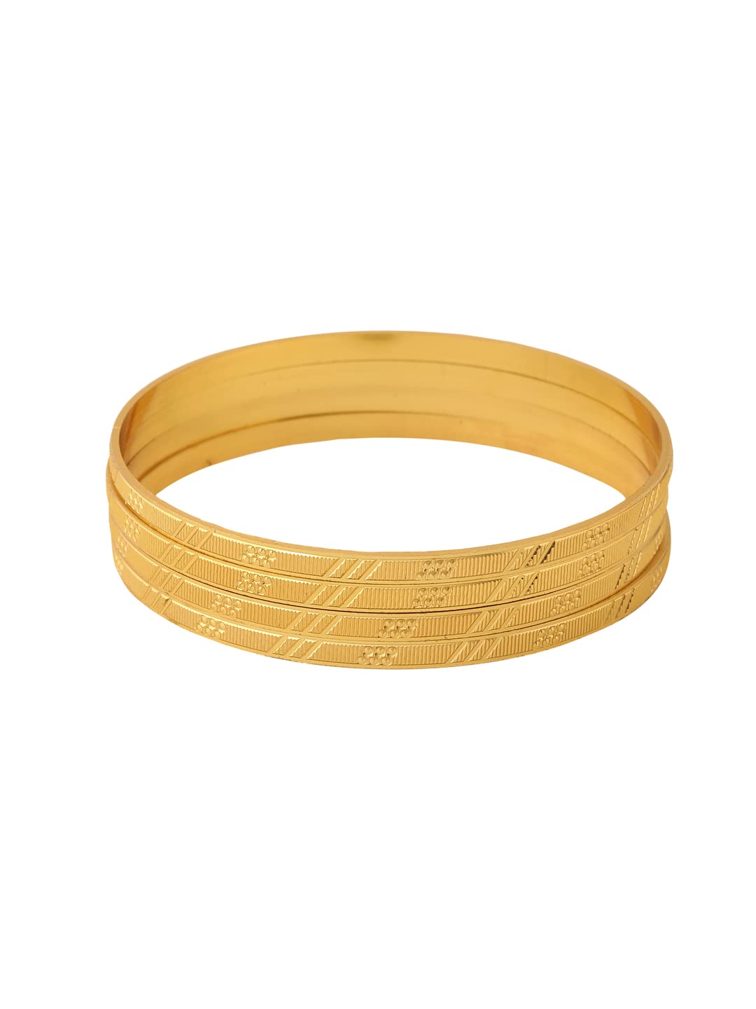 Yellow Chimes Bangles for Women Gold Toned Set of 4 Pcs Dialy Wear Bangles for Women and Girls