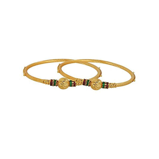 Yellow Chimes Of 2 PCS Exclusive Latest Meenakari Touch Traditional Bangles For Women And Girls (2.6)