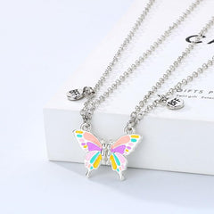 Melbees by Yellow Chimes Pendant Necklace for Kids and Girls Charm Necklace for Kids and Girls | 2Pcs Combo of BFF Bestfriend Butterfly Charm Pendant Necklace | Birthday Gift For Kids and Girls