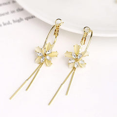 Yellow Chimes Earrings For Women Gold Tone Open Circle Hoop With Flower Long Chain Dangle Earrings For Women and Girls