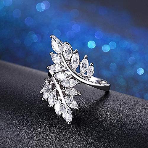 Yellow Chimes Rings for Women White Crystal Rings Beauty-in-Leaves Platinum Plated Adjustable Silver Ring for Women and Girls.