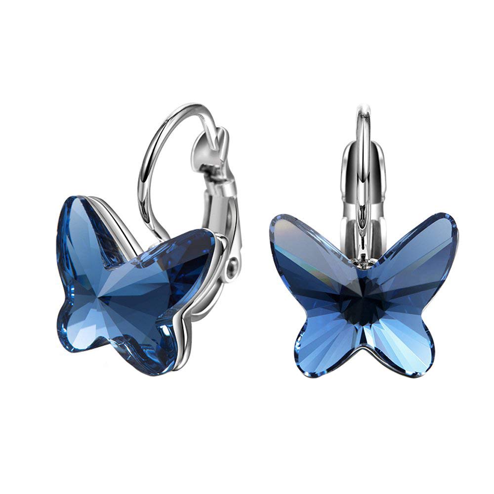 Yellow Chimes Clip On Earrings for Women Swarovski Elements Blue Butterfly Clip On Earrings for Women and Girls