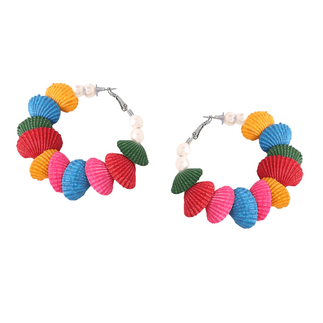 Yellow Chimes Earrings for Women Multicolor Petals Studded Hoop Earrings for Women and Girls