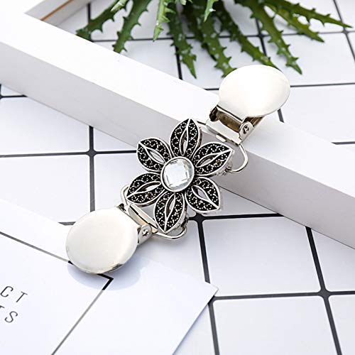 Yellow Chimes Elegant Cardigan Brooch Sweater Collar Shawl Clip Classic Floral Design Stylish Silver Plated Brooch for Women