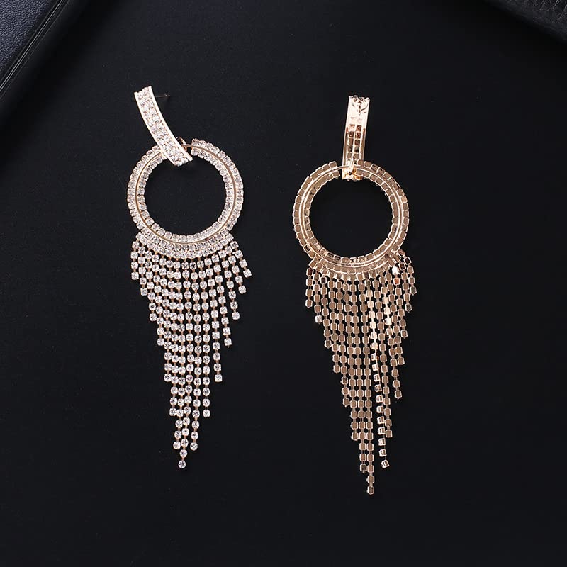 Yellow Chimes Elegant Latest Fashion Gold Plated Crystal Dangler Earrings for Women and Girls, Medium (YCFJER-604CRLDNG-GL)