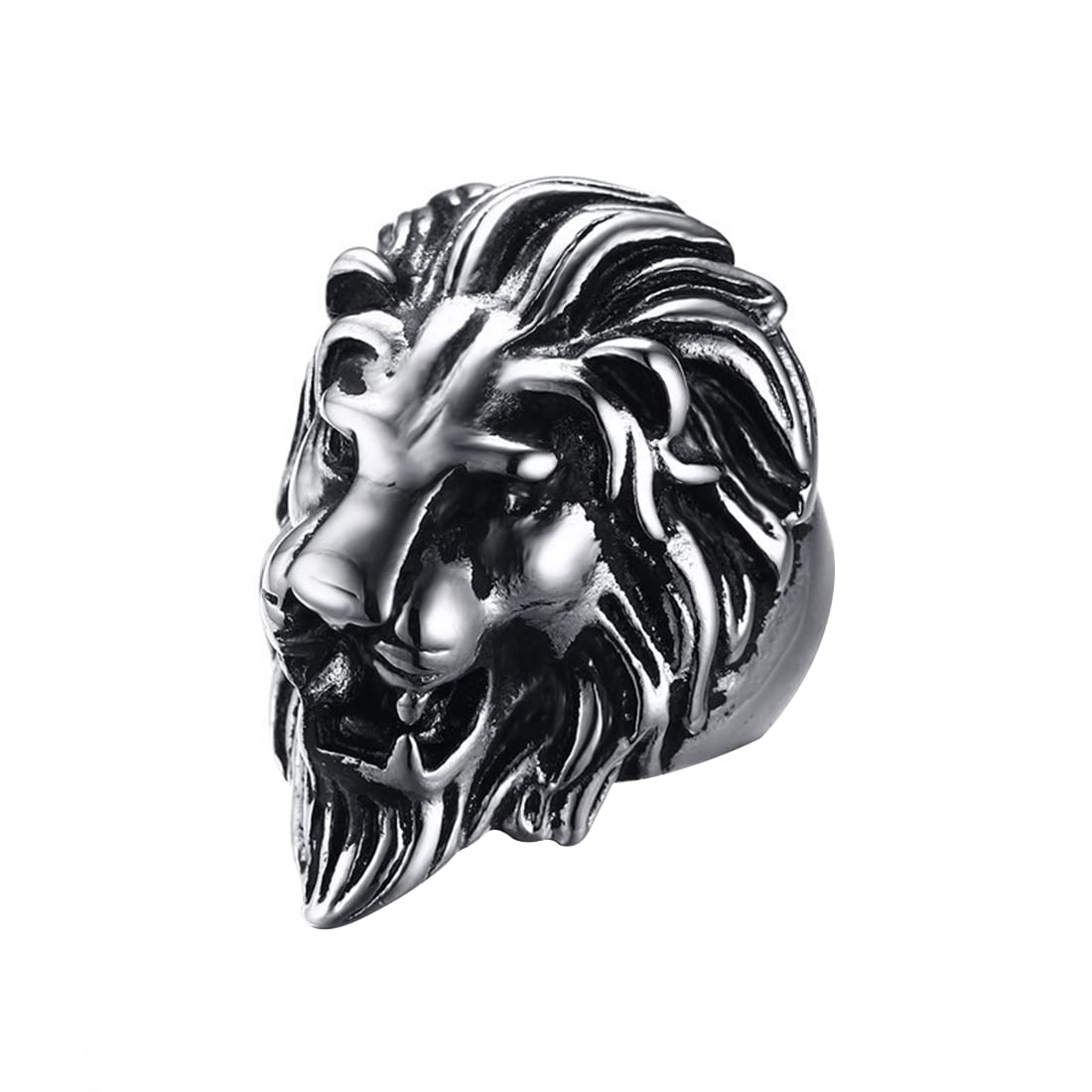 Yellow Chimes Rings for Men Lion Head Ring 316 Stainless Steel Never Fading Silver Ring for Men and Boys.