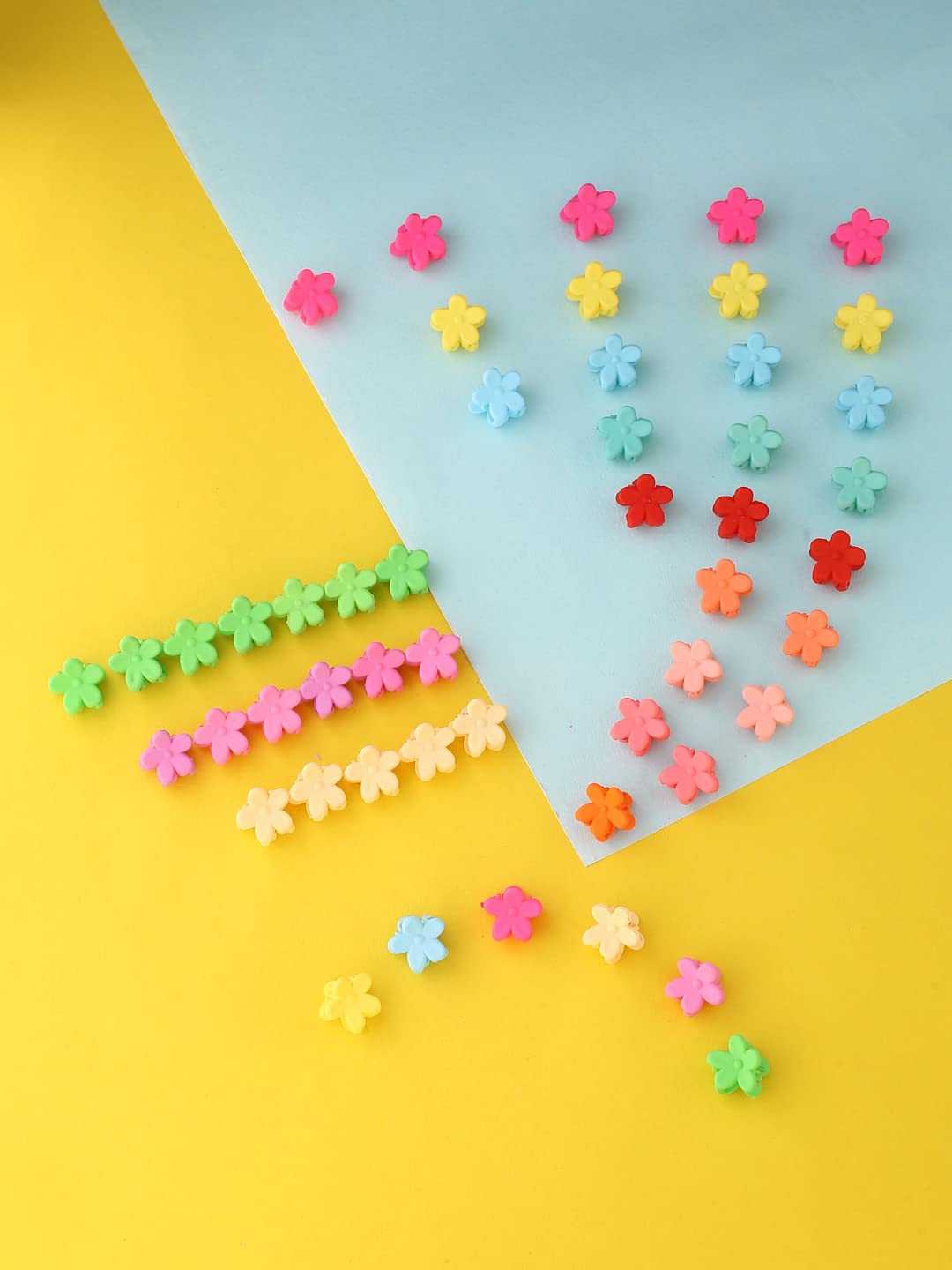 Melbees by Yellow Chimes Hair Clips for Girls Kids Hair Accessories for Girls Hair Claw Clips for Girls Kids Multicolor Floral Small Claw Clip 50 Pcs Mini Hair Claw Clips for Girls Baby's Clutchers for Hair