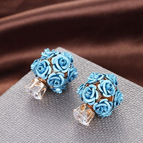 Yellow Chimes Designer Double Sided Fancy Wear Rose Earrings for Girls & Women