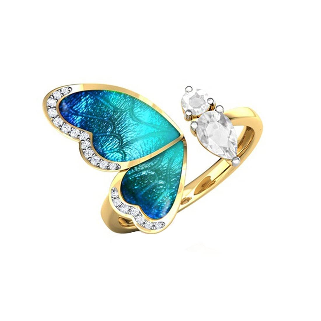 Yellow Chimes Elegant Gold Plated Green Butterfly Crystal Stud Earrings for Women and Girls (Green)