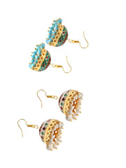Yellow Chimes Earrings for Women and Girls Traditional Multicolor Meenakari Jhumka | Gold Plated Jhumki Combo Earrings Set | Birthday Gift for girls and women Anniversary Gift for Wife