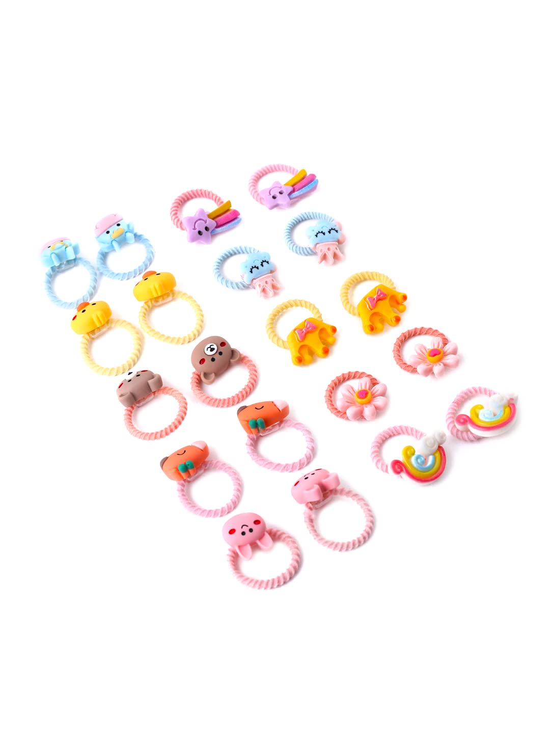 Melbees by Yellow Chimes Rubber Bands for Girls Kids Hair Accessories for Girls Hair Tie 20 Pcs Cute Characters Rubberbands for Kids Ponytail Holder For Baby Girls Toddlers