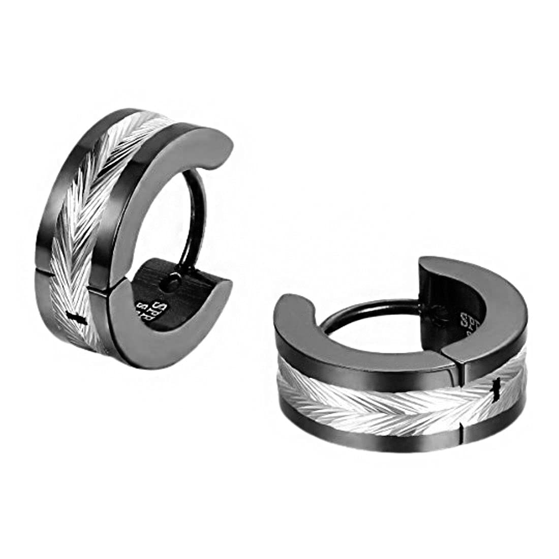 Yellow Chimes Hoop Earrings for Men Stainless Steel Black Huggie Hoops Earrings for Men and Women.