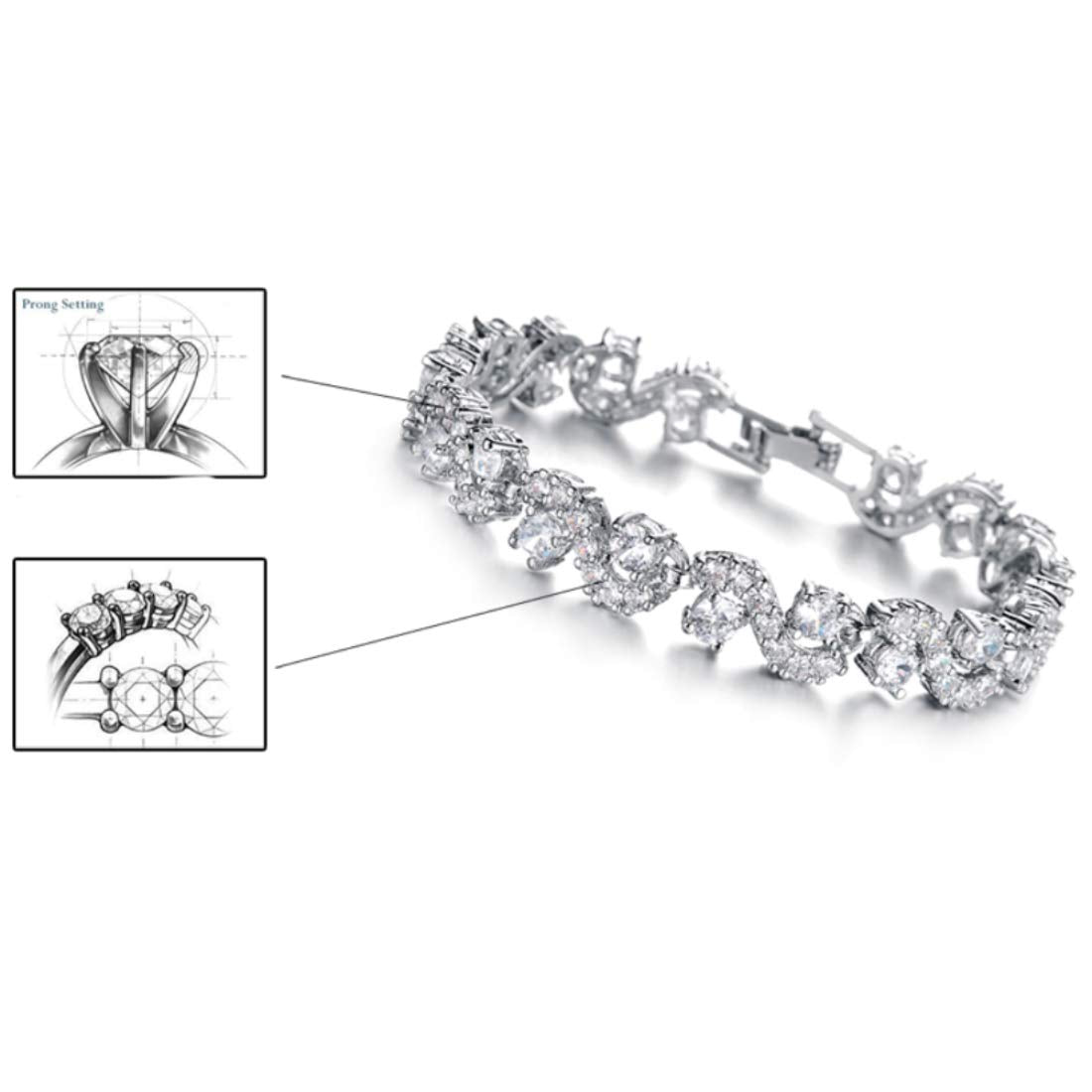 Kairangi Valentine Gift for Girls Crystal CZ Bracelet for Women & Girls (YCFJBR-0005985WH)