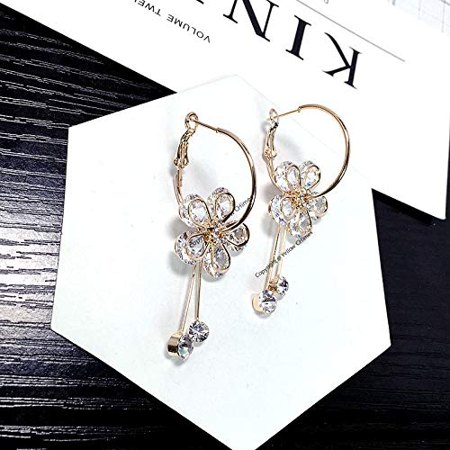 Yellow Chimes Stylish Floral A5 Grade Crystal Drop Earrings for Women and Girls