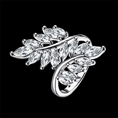 Yellow Chimes Rings for Women Eye catching White Cystal from Swarovski Collection Leaf Designed Alloy Studded Ring for Women and Girls