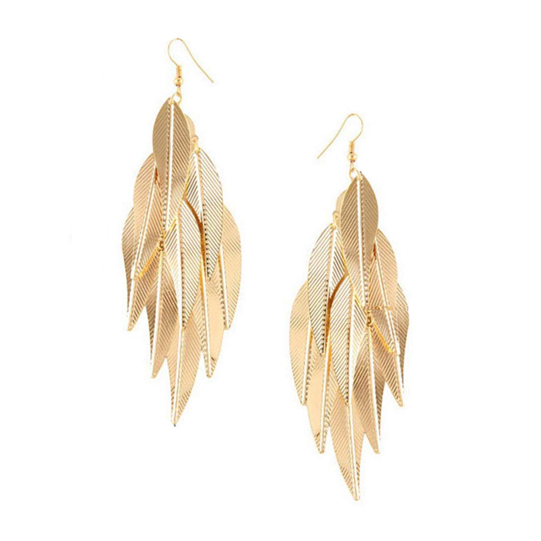 Yellow Chimes Attractive Baroque Multi Leaves Long Tassel Gold Plated Light Weight Dangle Earrings For Women And Girl's