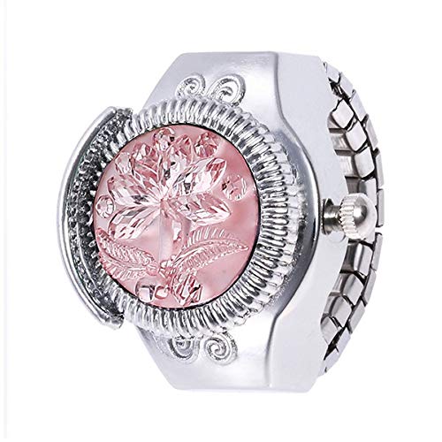 Yellow Chimes Rings for Women Pink Dial Analog Watch Ring Stretchable Ring Watch for Women and Girls.