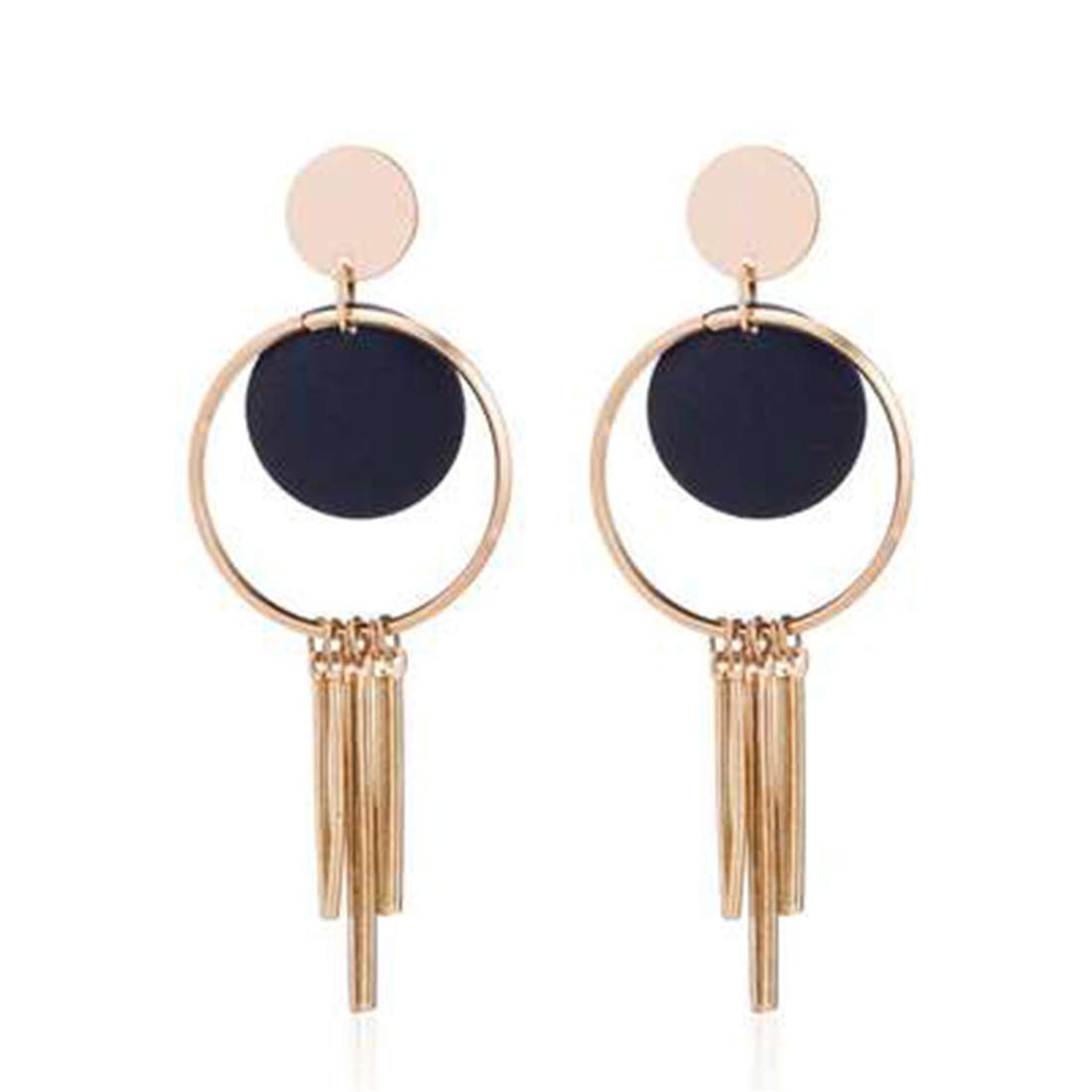 Yellow Chimes Geometric Circle Shaped Gold Plated Long Tassel Dangle Earrings For Women and Girl's