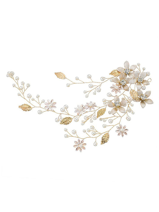 Yellow Chimes Bridal Metal Hair Vine for Women and Girls Bridal Hair Accessories Golden Headband Floral Bridal Wedding Head Band Hair Vine