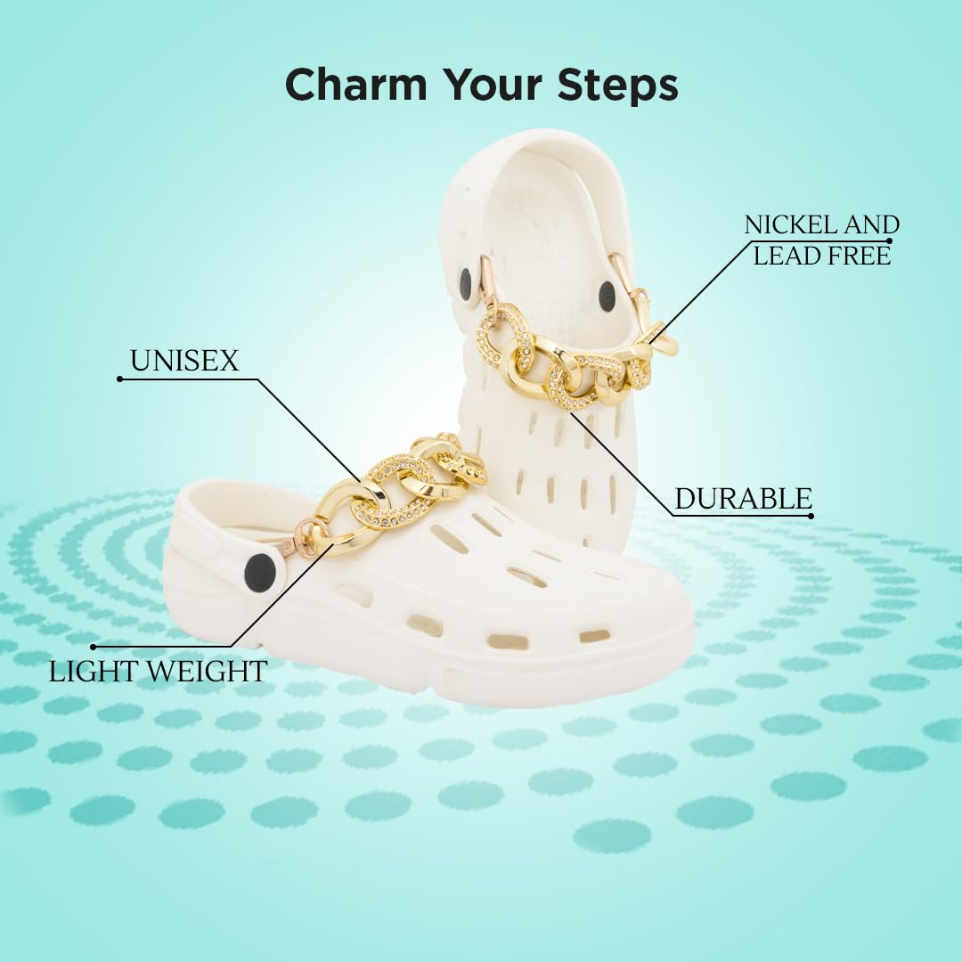 Yellow Chimes Shoe Chains for Girls and Boys | Shoe Accessories Link Chain and Crystal Design | Shoe Decoration Charms| Shoe Chains for Unisex | Pack of 2 pieces | Shoe Chain Charms for Croc