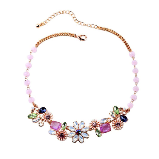 Yellow Chimes Classic Floral Design Water Drop Crystal Modern Style Gold Plated Choker Necklace for Women and Girl's