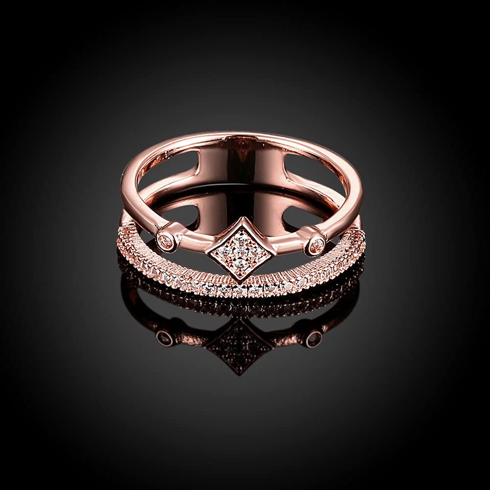 Yellow Chimes Rings for Women Rose Gold Rings Crystal Pave Setting Eternity Love 18K Rose Gold Plated Adjustable Ring for Women& Girls.