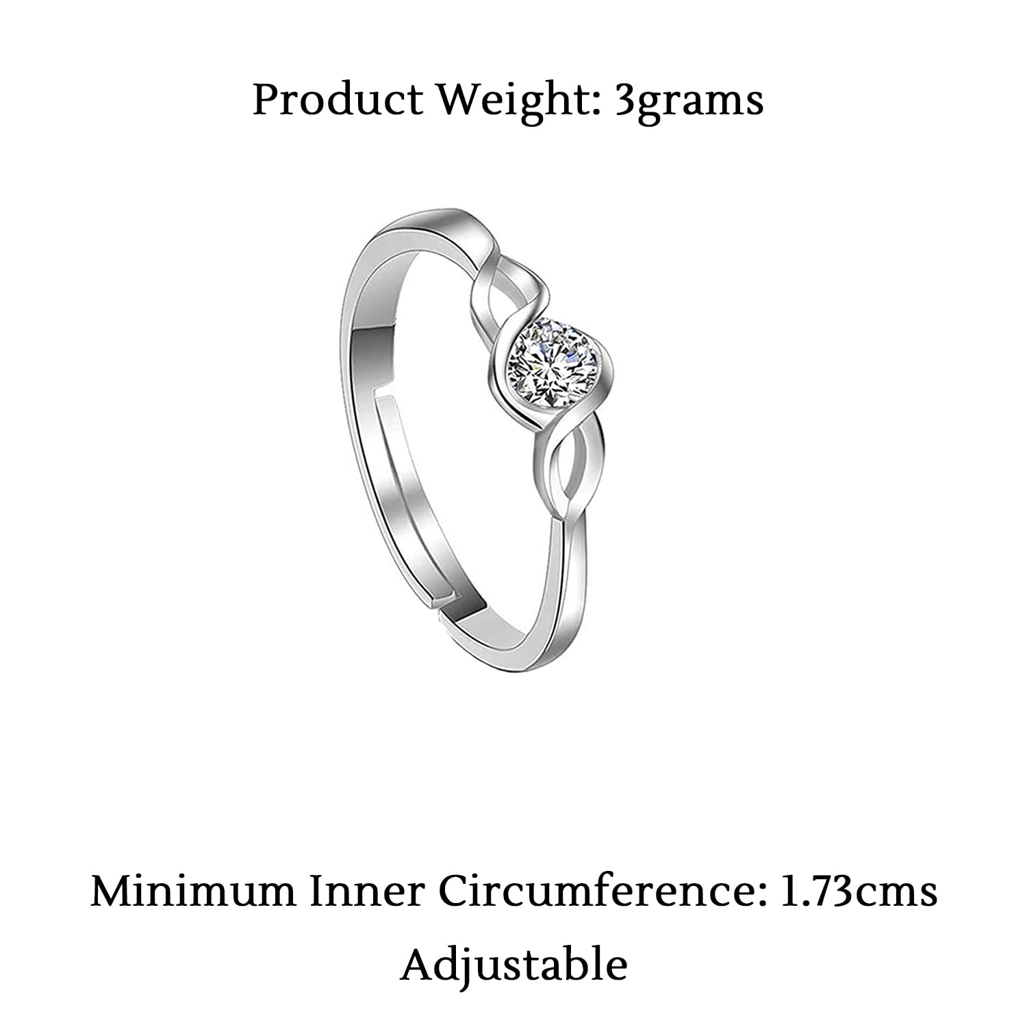 Yellow Chimes Elegant Crsytal Adjustable Silver Ring for Women (YCFJRG-314ENG-SL)