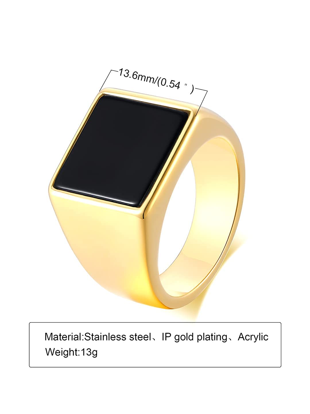 Yellow Chimes Rings for Men gold plated Black colored in Center Metal Stainless Steel Band Style Ring for men and Boys