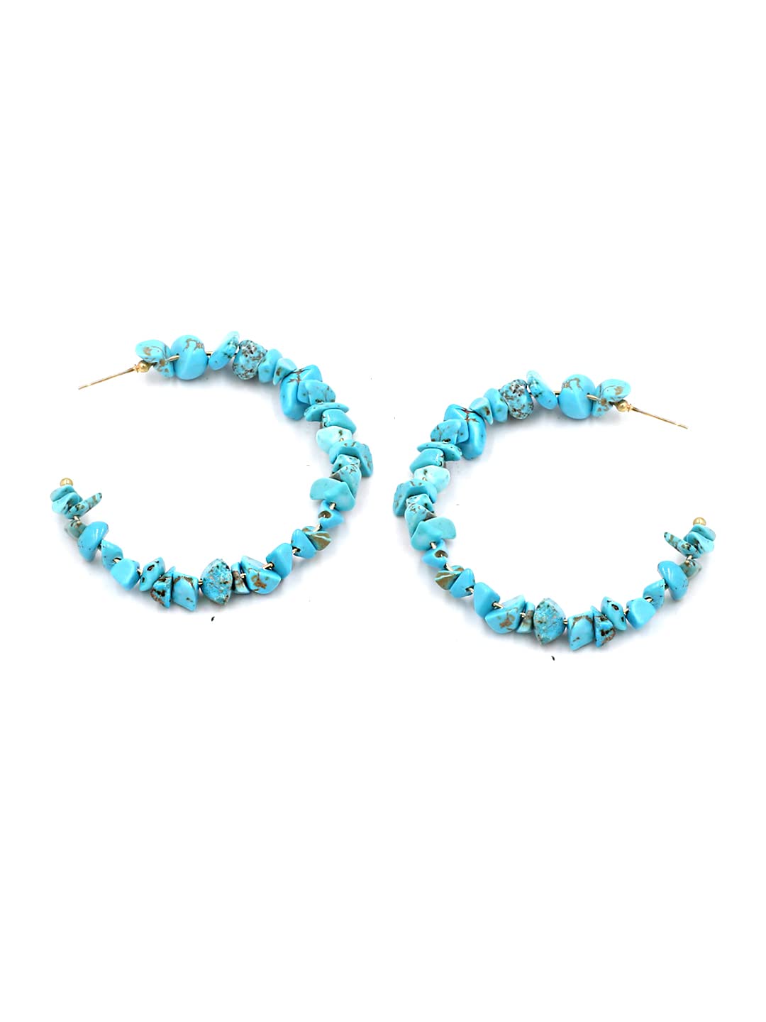 Yellow Chimes Earrings For Women Blue Stone Beaded Open Hoop Earrings For Women and Girls