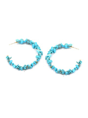 Yellow Chimes Earrings For Women Blue Stone Beaded Open Hoop Earrings For Women and Girls