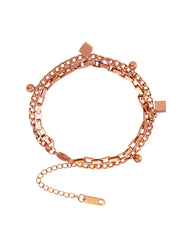 Yellow Chimes Chain Bracelet for Women Rose Gold-Plated Stainless Steel Layered Link Chain Bracelet For Women and Girls