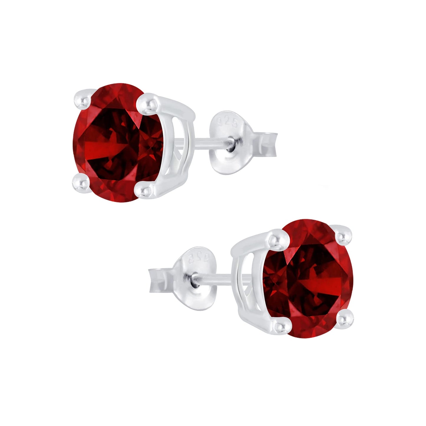 Raajsi by Yellow Chimes 925 Sterling Silver Red Crystal Stud Earrings for Women & Girls | Birthday Gift for girls Anniversary Gift for Wife | With Certificate of Authenticity & 6 Months Warranty