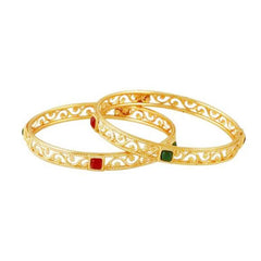 Yellow Chimes Classic Look 2 Pcs Bangle Set Gold Plated Traditional Ethnic Bangles for Women and Girls (2.4) (2.4)