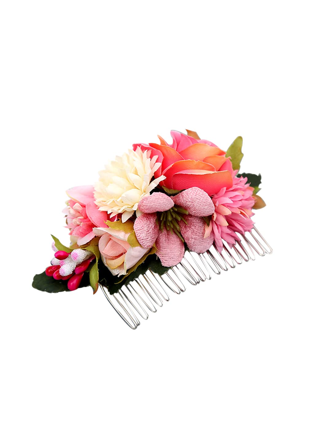 Yellow Chimes Comb Pin for Women Hair Accessories for Women Floral Hair Pins for Women Artificial Floral Hair Pin Bridal Hair Accessories for Wedding Side Pin/Hair Clip/Juda Pin Accessories for Women