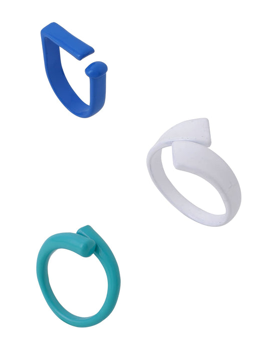 Yellow Chimes Rings for Women and Girls Adjustable Rings | Multicolor 3 Pcs Chunky Chain Ring Set Knuckle Finger Stackable Band Ring | Birthday Gift For Girls and Women