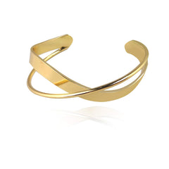 Yellow Chimes Bracelet for Women and Girls Gold Plated Double Layered Cross Open Cuff Bracelet For Women and Girls