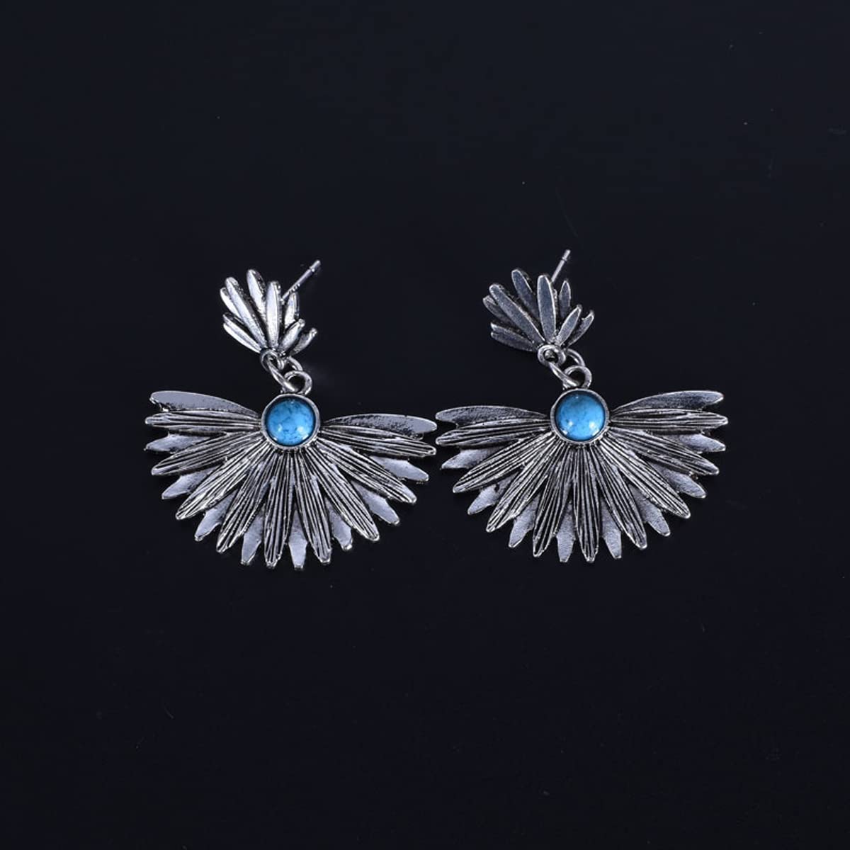 Yellow Chimes Earrings For Women Silver Toned Floral Designed Blue Stone Studded Eye-Catching Drop Earrings For Women and Girls