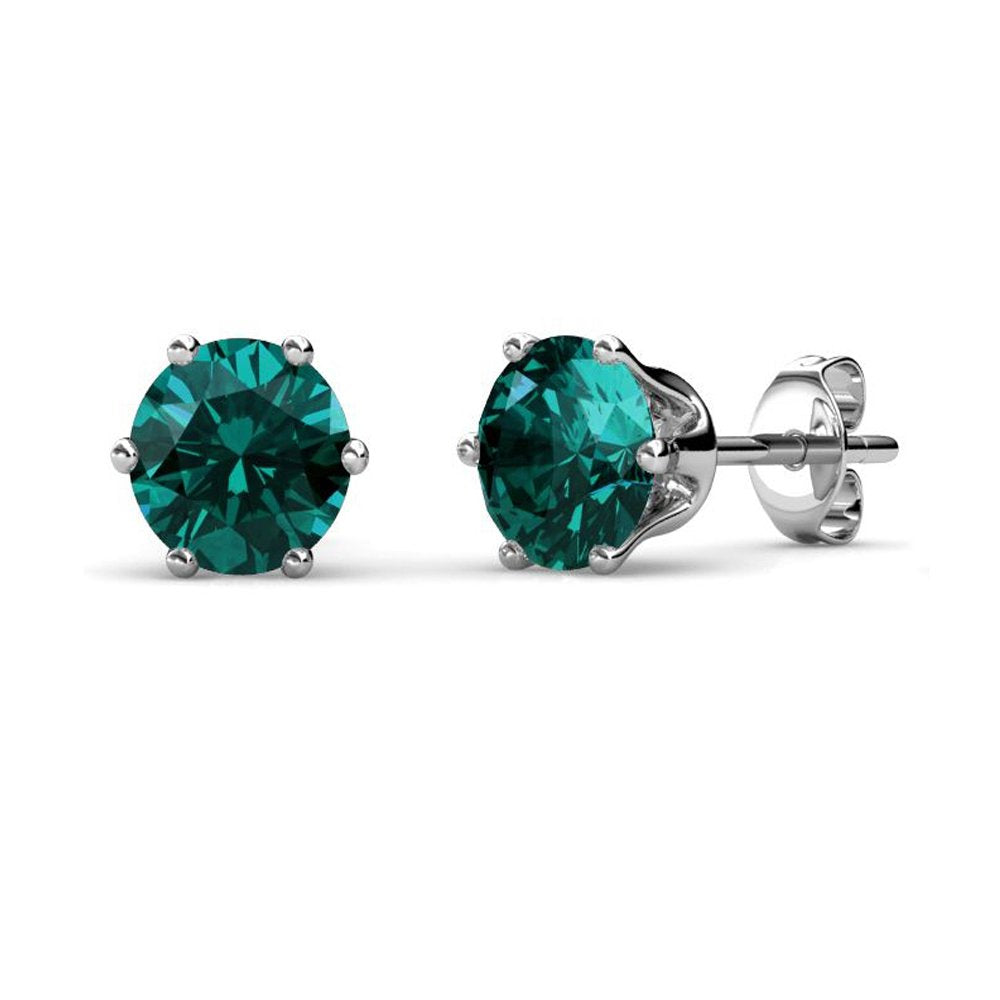 Yellow Chimes Crystal from Swarovski Stud Earrings in Macaroon Box for Women and Girls (Emerald)