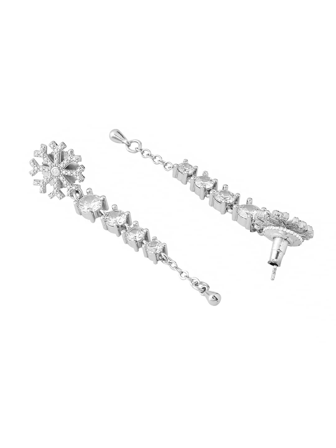 Yellow Chimes Dangler Earrings for Women with White Crystal Silver-toned Glamour Spark Dangler Drop Earrings For Women & Girls